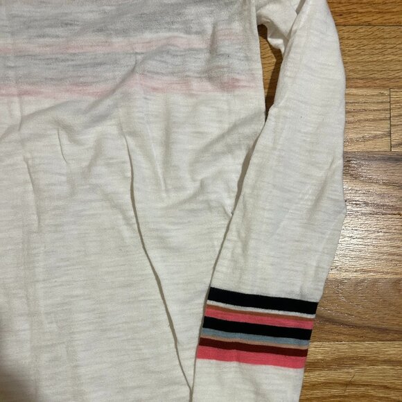 Womens 360 Sweater White Multicolor Striped Light Knit Cotton Sweater XS COLOR: - Picture 4 of 10